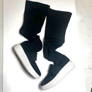 PUZZLE Black Over-Knee Women's Sock Boots